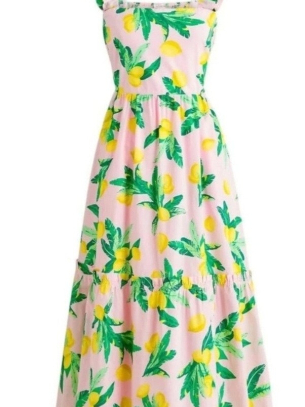 J Crew Pink Lemon Print Maxi Dress size 10